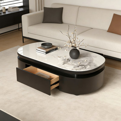 Table basse ovale avec tiroirs Modern Simplicity