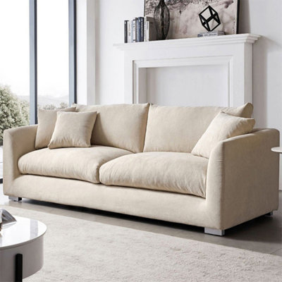 Creamy-white Chenille Standard Sofa cushion Loveseat