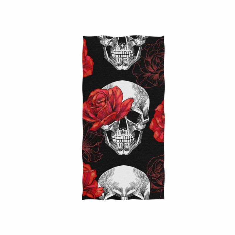 Skull & Roses Luxe Hand Towel - Perfect for Bathroom, Gym, Beach, and Spa