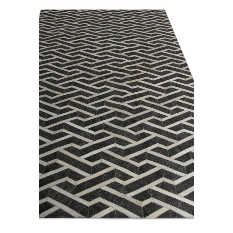Berlin Cowhide Geometric Area Rug, Rectangle 5' x 8'