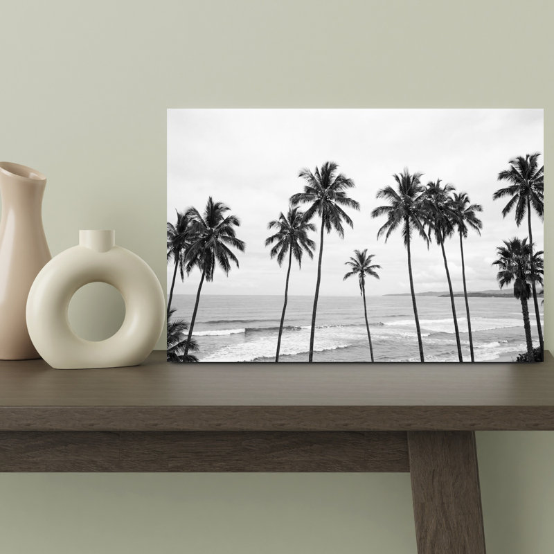 Art mural abstrait contemporain Palm Paradisebw, H 18 po x l 12 po