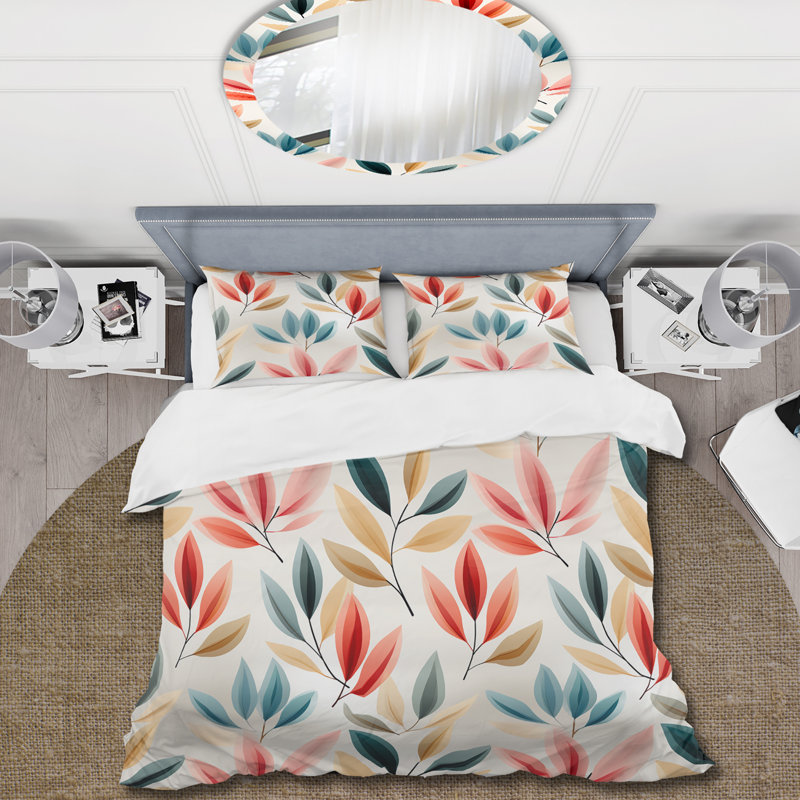Modern Elegance - Ensemble de housse de couette floral - Polyester en microfibre