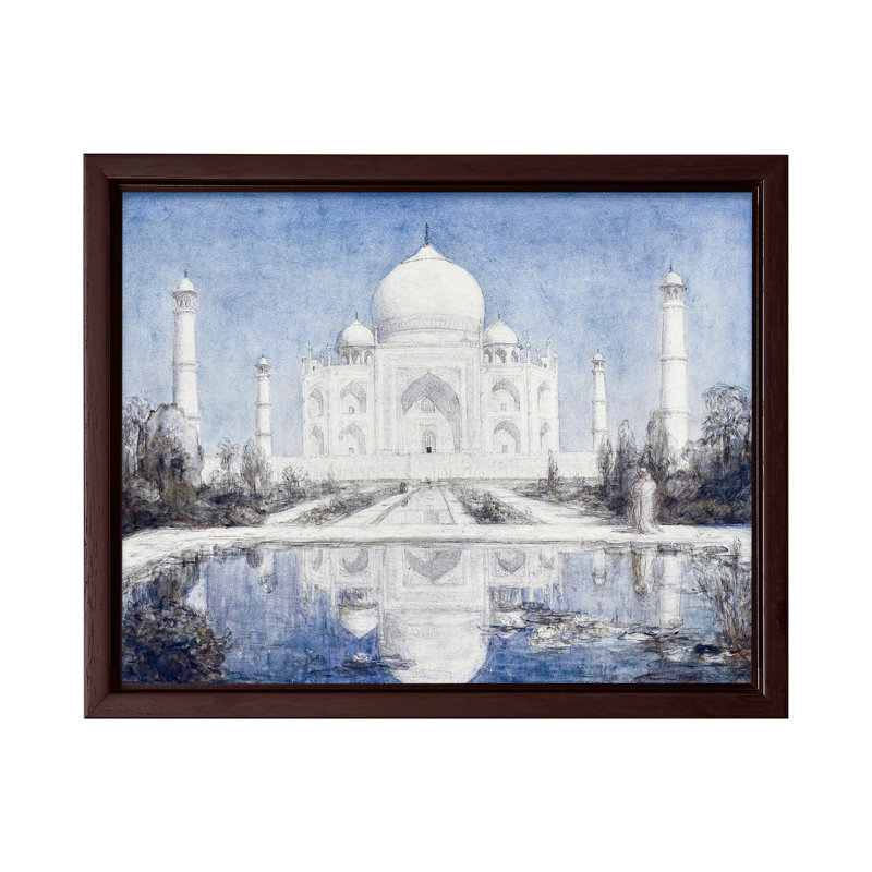 Taj Mahal au clair de lune, Canevas, H 16 po x l 20 po, Encadrement brun