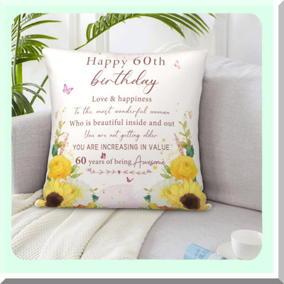 Vintage 1964 Celebration Throw Pillow Covers – Happy 60th Birthday Decorations – Gift Ideas for 60 Year Old