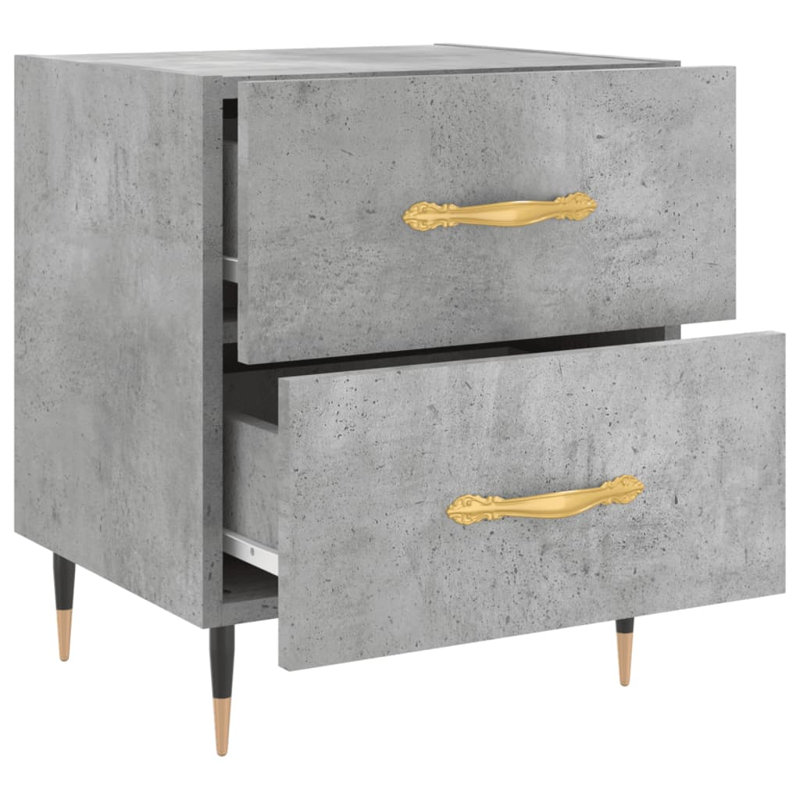 Rydal 40cm W Iron Bedside Table, Concrete Grey, Set of 2