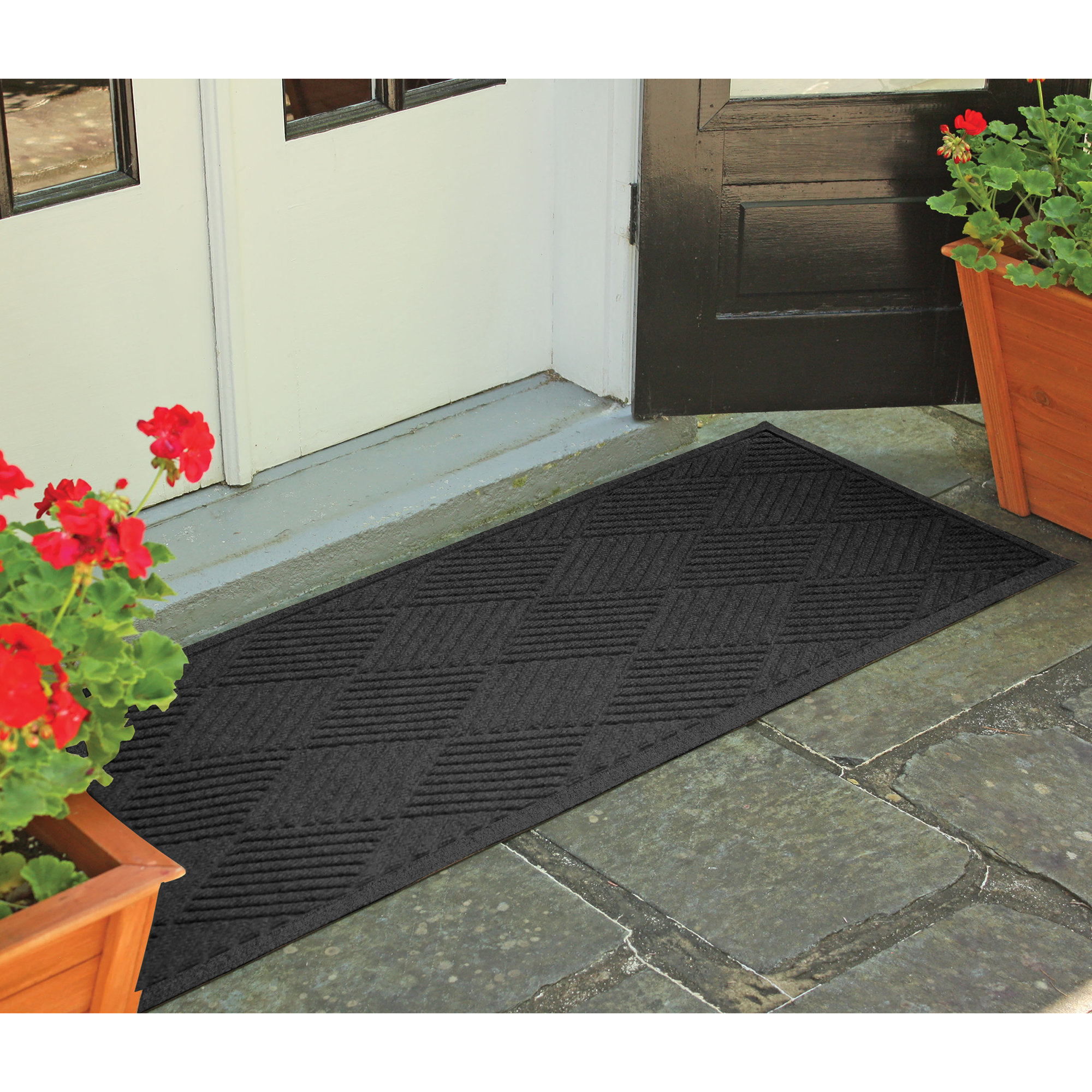 Waterhog Diamonds Indoor Outdoor Doormat, Dark Brown, Runner 4' x 8'4"