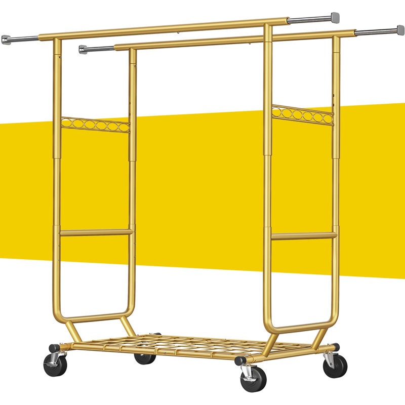 Porte-vêtements Madalin 630 lb avec roulettes, Doré