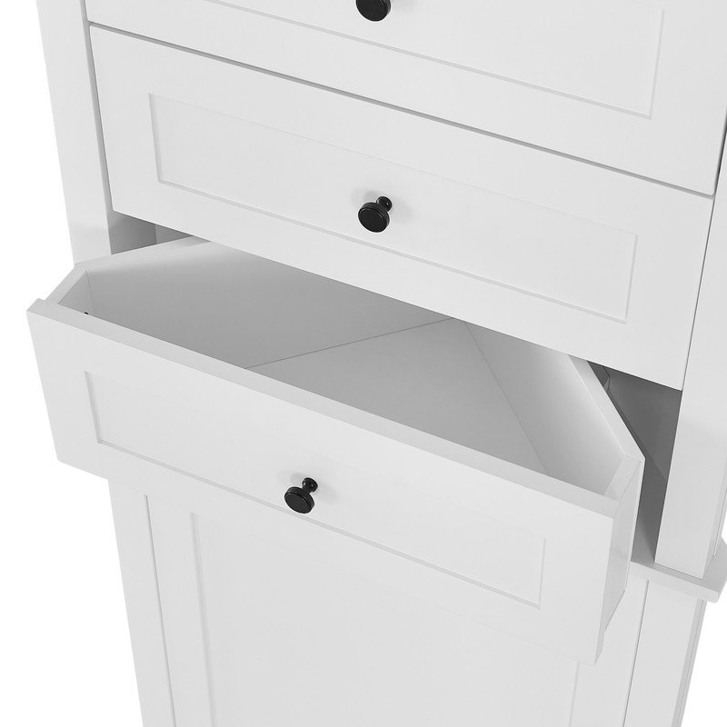 68.8" Corner Design Bathroom Storage Cabinet, Tipover Restraint Device Included, White
