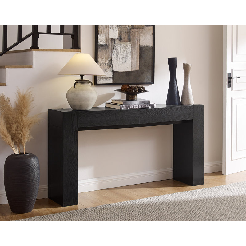 Console 63 pouces en bois Farmhouse, Chêne noir