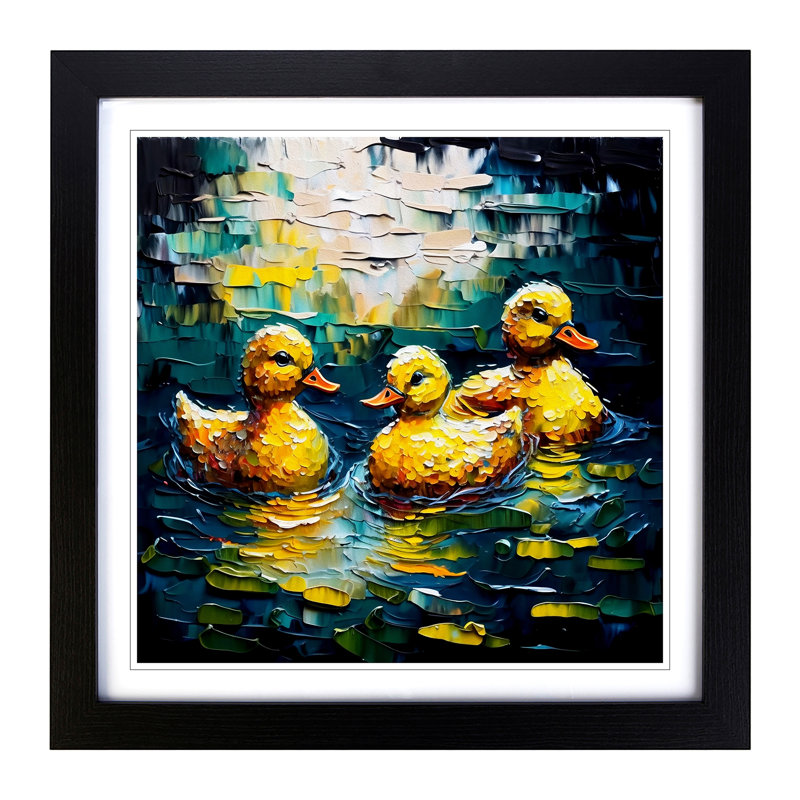 Rubber Ducks Palette Knife - Framed Print, Black