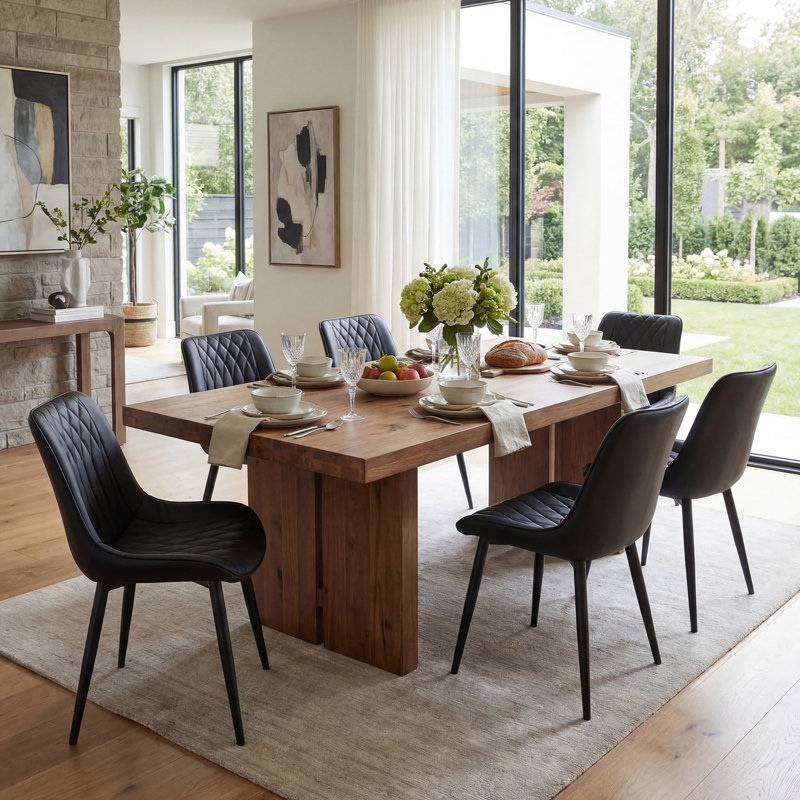 Modern Dining Chairs Faux Leather Upholstered Kitchen Chairs Side Chair With Metal Legs, Black