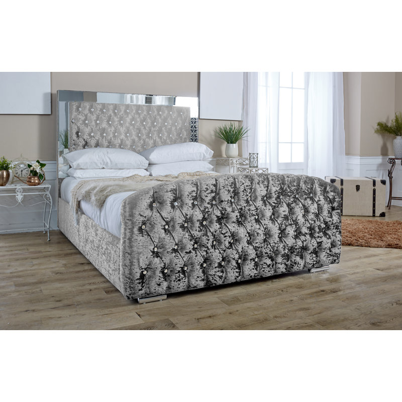 Jamiya Upholstered Bed, Silver, Double (4'6)