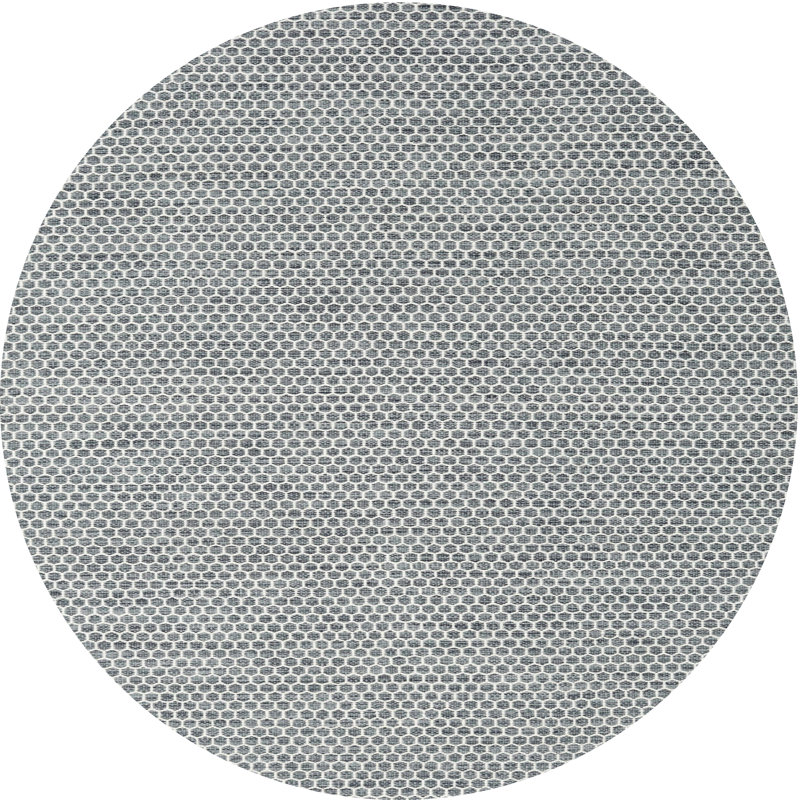 Tapis contemporain gris / noir, Rond 6 pi x 6 pi