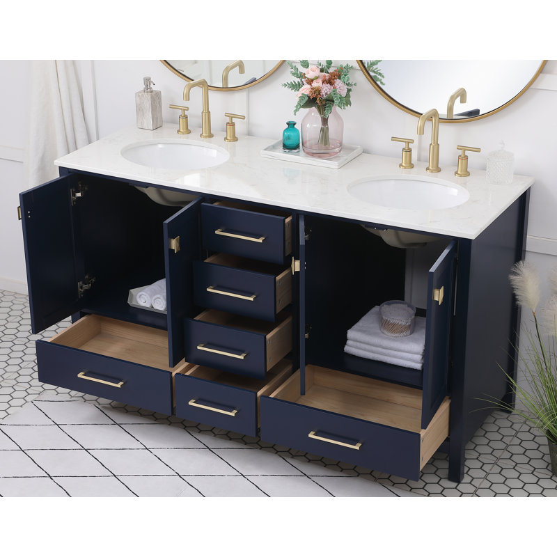 Ensemble de meuble-lavabo double 60 "Irene, Bleu