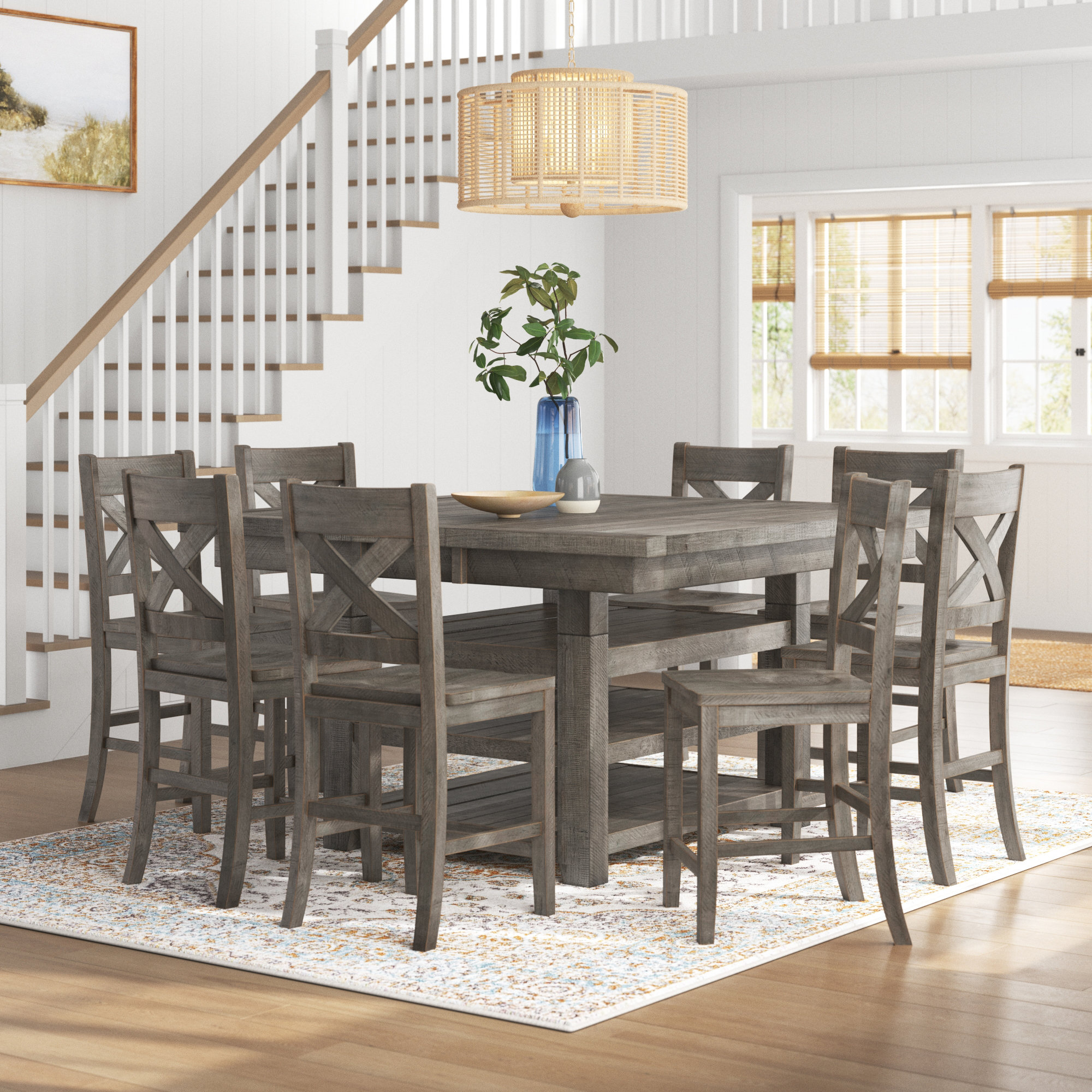 Solid wood discount farmhouse dining set