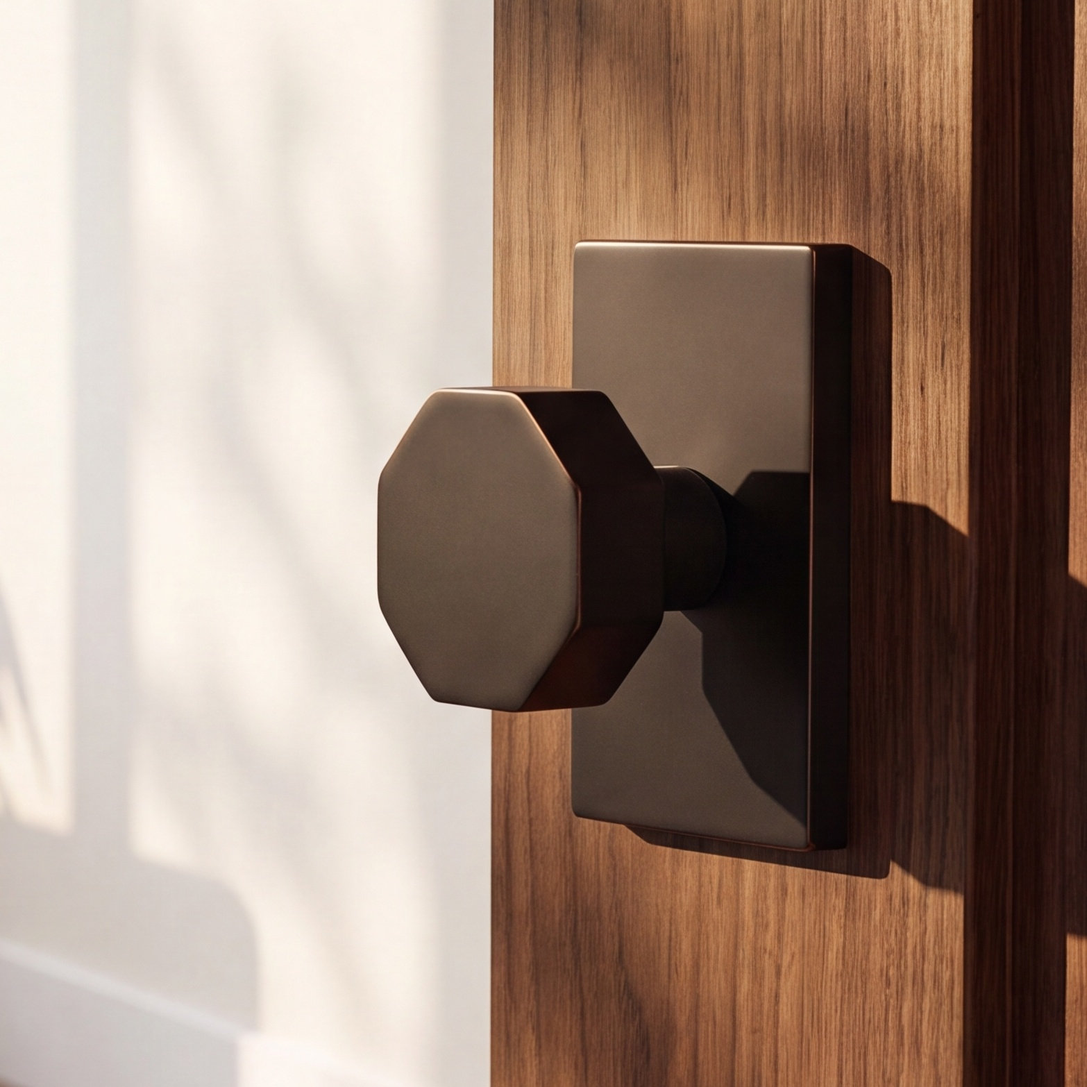 Octagon Passage Door Knob with Rosette, Oil Rubbed Bronze