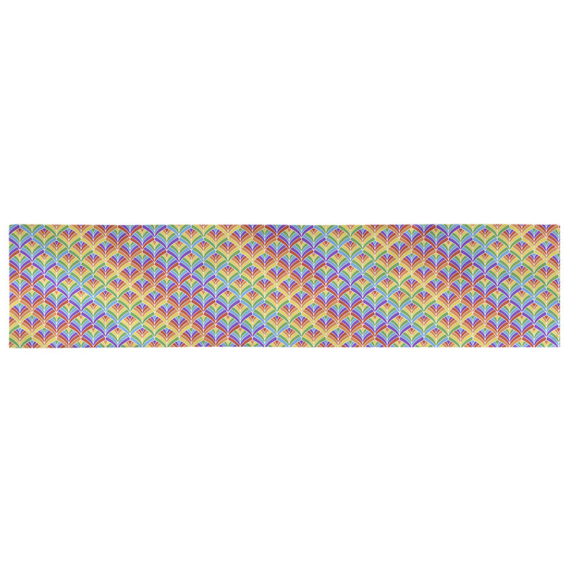 Chemin de table à échelles arc-en-ciel Avicia, 73,5 po x 17,5 po, Orange / bleu / vert, Coton