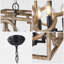 Lustre 12 po en forme de cube en bois rustique avec 4 lumières, 60 po, chaîne réglable et luminaire suspendu pour îlot de cuisine