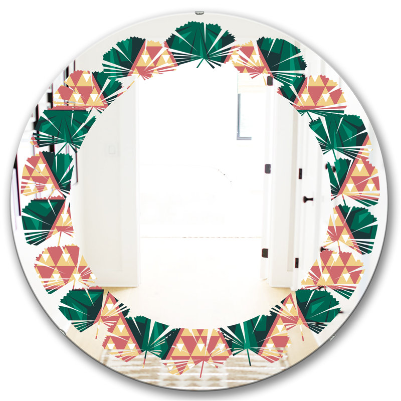 Miroir mural Leaves, H 23,6 po x l 23,6 po, Feuilles rétro II
