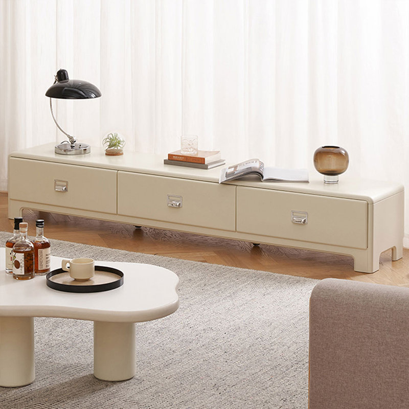 Meuble télé blanc en bois massif, 78.74"