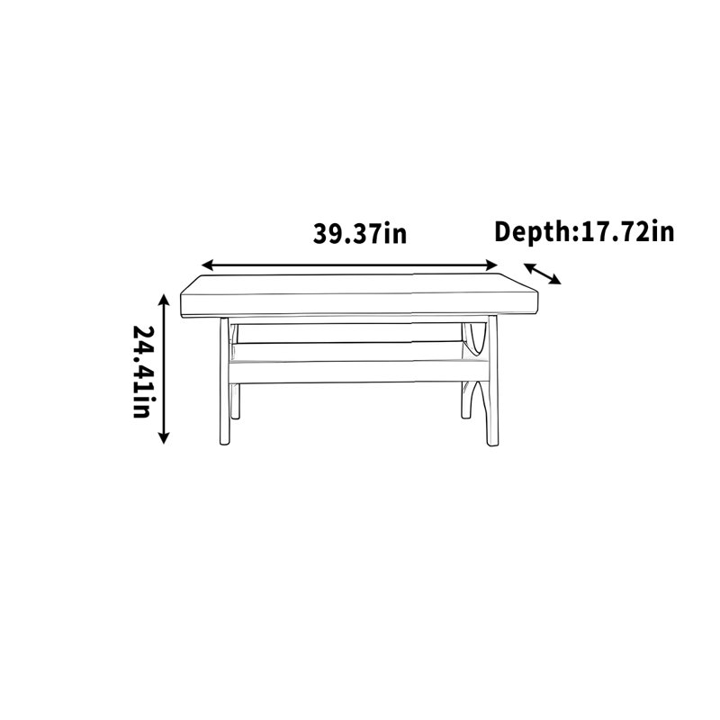 Solid wood vintage wardrobe door rest bench, 24.41" H x 39.37" W x 17.72" D