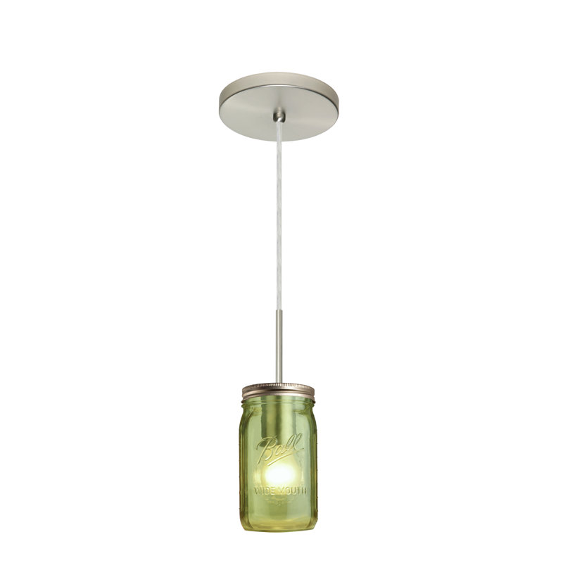 Luminaire à pot simple 1 lumières, Nickel satiné, Vert