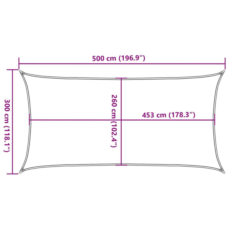 Caliel 100% Polyester Oxford Rectangle Shade Sail, 3m x 5m, Light Grey