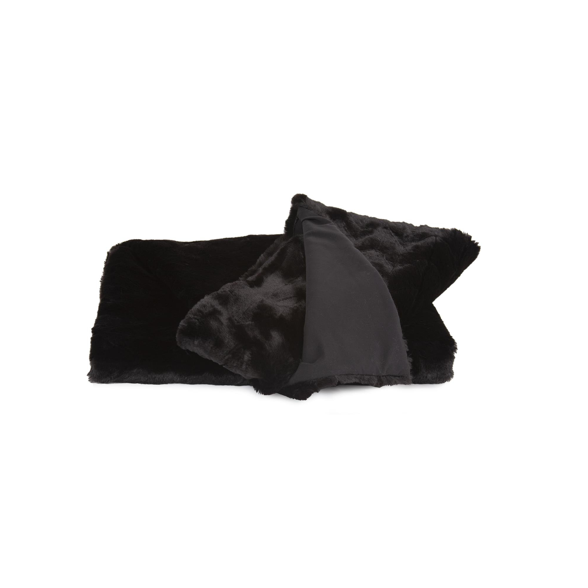 Dan High-pile Faux Fur Accent Throw Blanket, Black