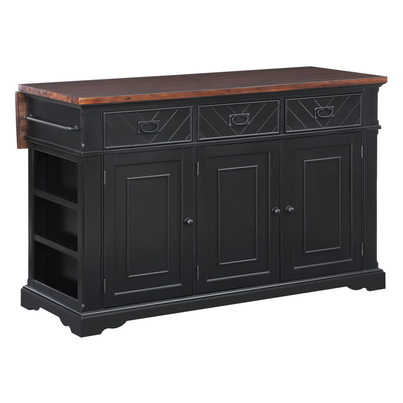 Damon Wood Kitchen Island, Black