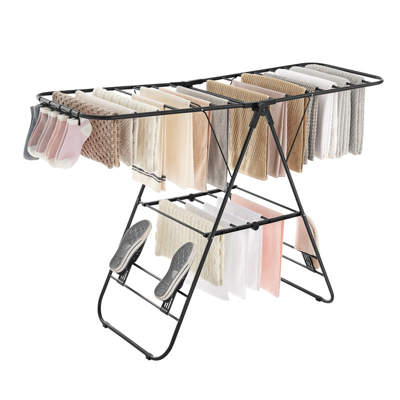 Steel Foldable Gullwing Drying Rack, Black, 147cm W x 51cm D
