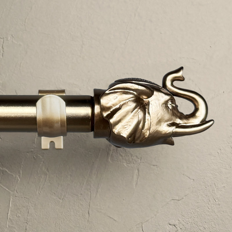 Tringle à rideaux double Ornate Elephant - Tringle double ajustable robuste de 1,125 po avec faîteaux majestueux, 36-72