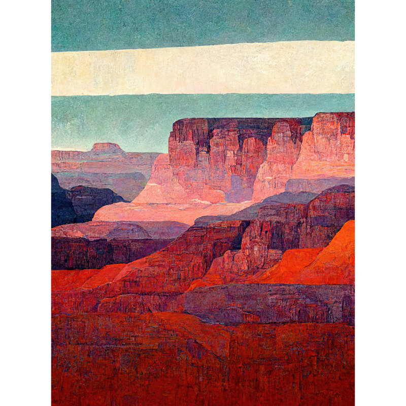 Modern Abstract Grand Canyon Style Arizona 1 Piece Wall Art, 40.5cm H x 30.5cm W, Unframed
