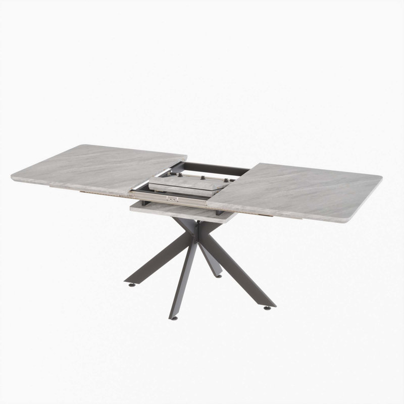 Ensemble de table de salle à manger 62,4 "à rallonge 78,15" pour 4 à 8 personnes, 7, Gris
