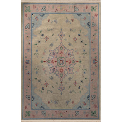 Beige Themed Motif Ethnic Floral Patterned Creative Vintage Decorative Machine Washable Rug