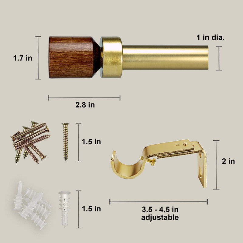 Ensemble de tringle à rideaux simple réglable, 72" - 144"