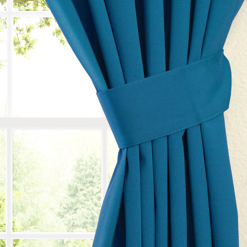 Currahee Cotton Blend Room Darkening Curtain Pair, 52" W x 108" L, Indigo