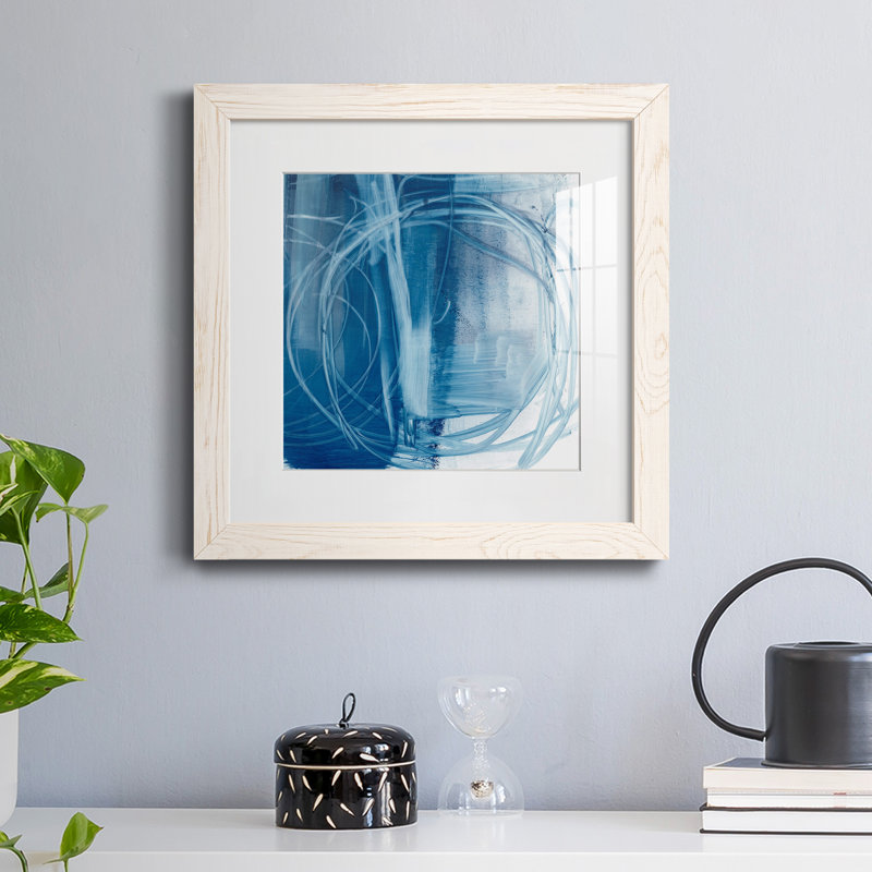 Indigo Expression III - reproduction encadrée de qualité supérieure - prête à être accrochée, Papier avec cadre blanc, Blanc