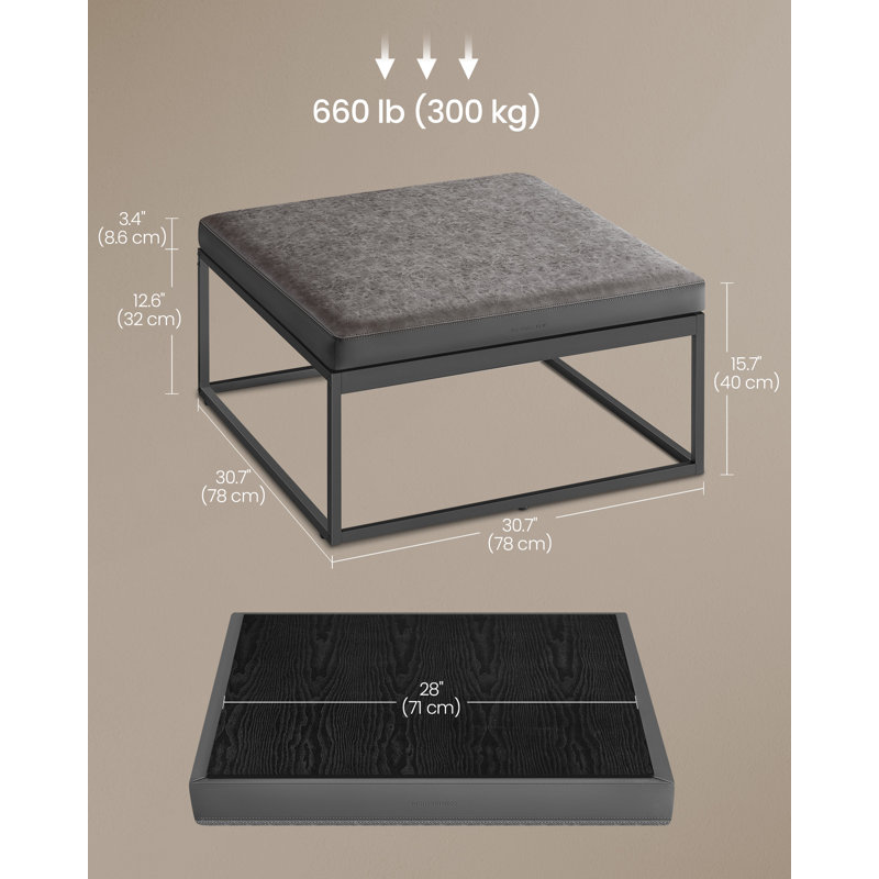 Square Coffee Table, Footstool, Dove Gray