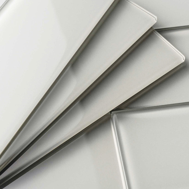 3" x 9" Glass Subway Tile, Light Gray