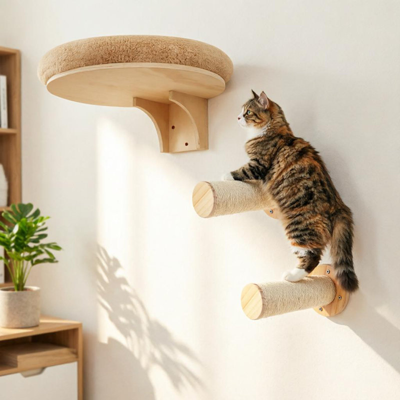 Cat Bed with Scratching Post Set
