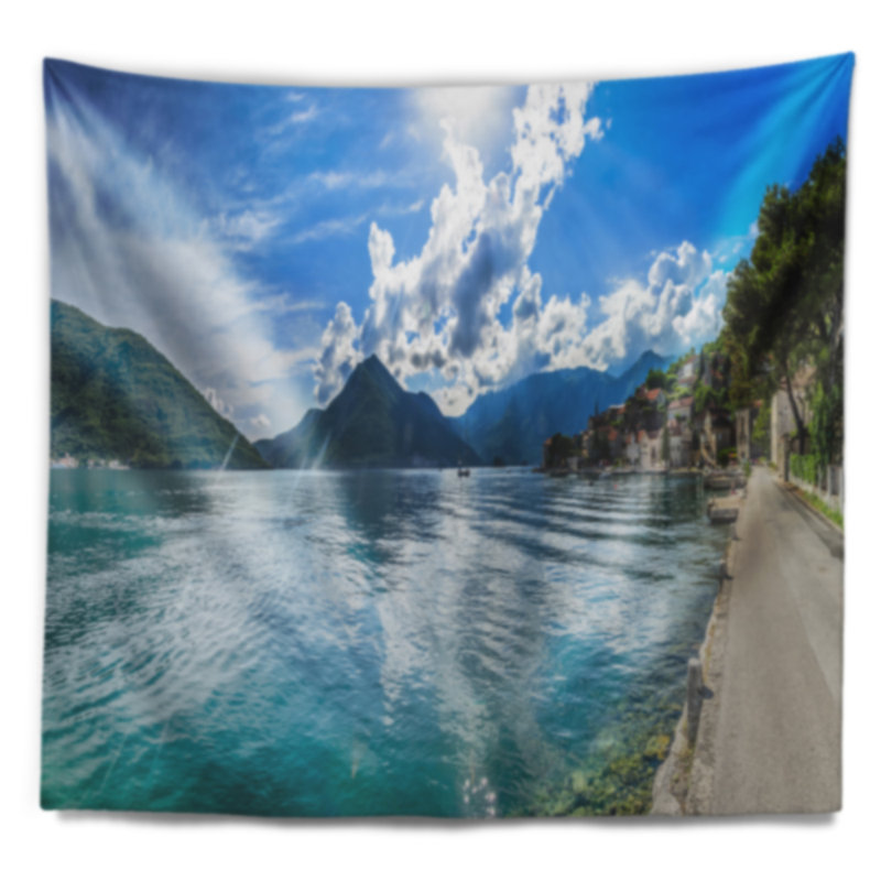 Tapisserie panorama landscape on kotor bay on summer day, H 32 po x l 39 po