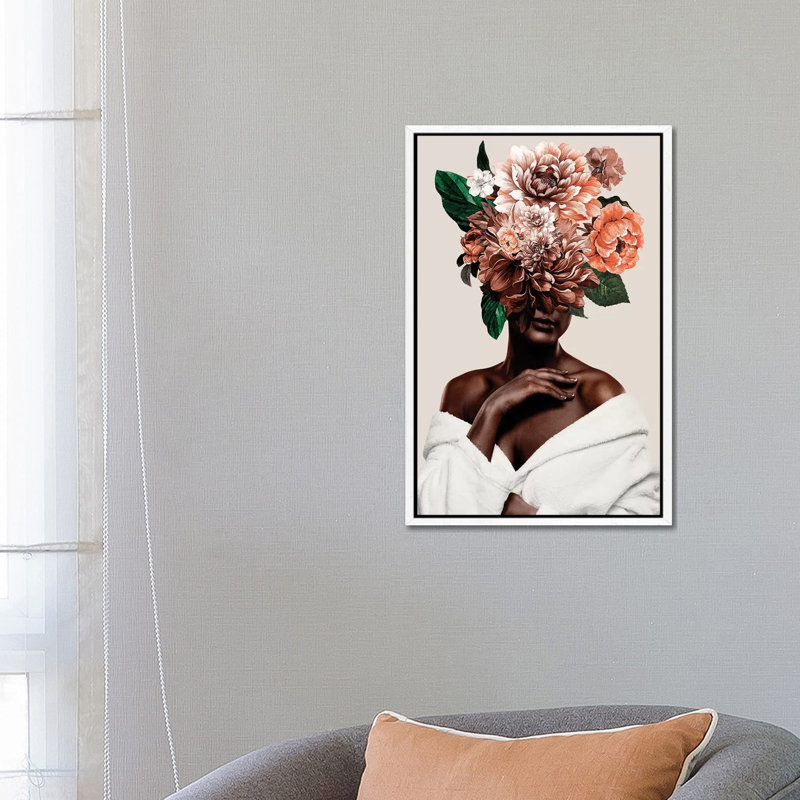 Woman With Flower II by Danilo De Alexandria - Print on Canvas, White Framed, 66.04 cm H x 45.72 cm W