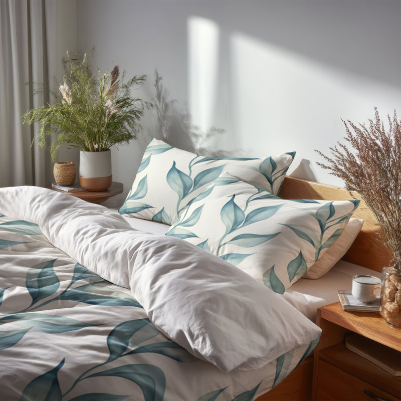 Ensemble de housse de couette Coastal Bed Of 3 - Floral Zen Leaf, Housse de couette très grand et 2 très grandes t
