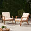 Fauteuils club d'extérieur en bois avec coussins bruns -, eau, siège à lattes ouvertes, capacité de poids de 300 lb, l 26,24 po x P 31,57 po H 2