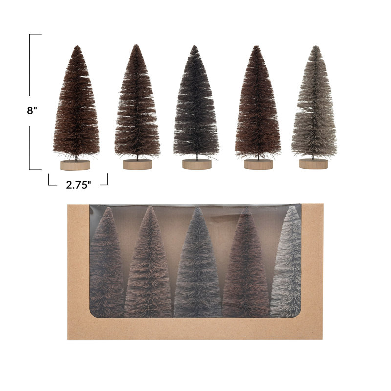 Sisal Bottle Brush Trees With Wood Base
