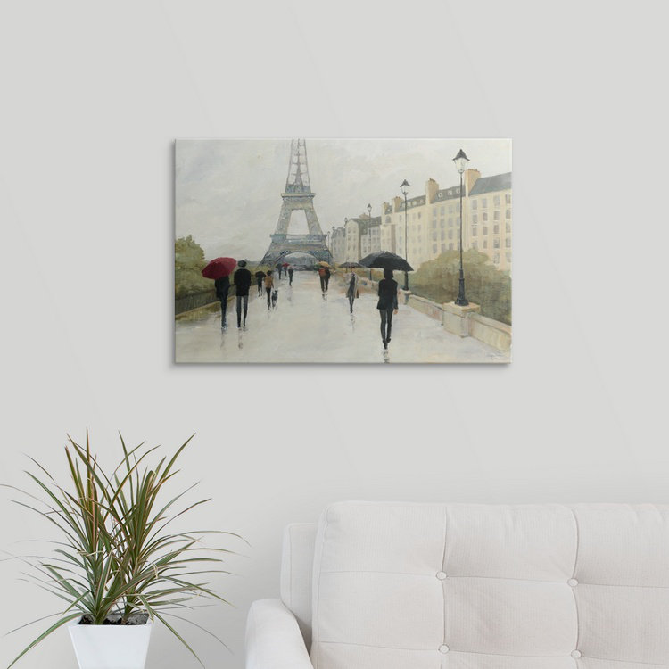 «Eiffel in the Rain, Marsala Umbrella», reproduction d'art graphique, H 16 po x l 24 po x p 1,5 po, Toile