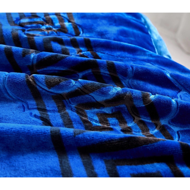 Flatweave Throw Blanket, Blue Geometric
