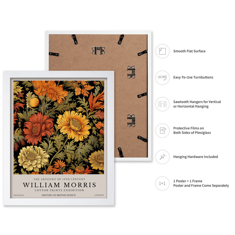 William Morris - Fleurs en fleurs, Poster, White Framed, 16"H x 20"W