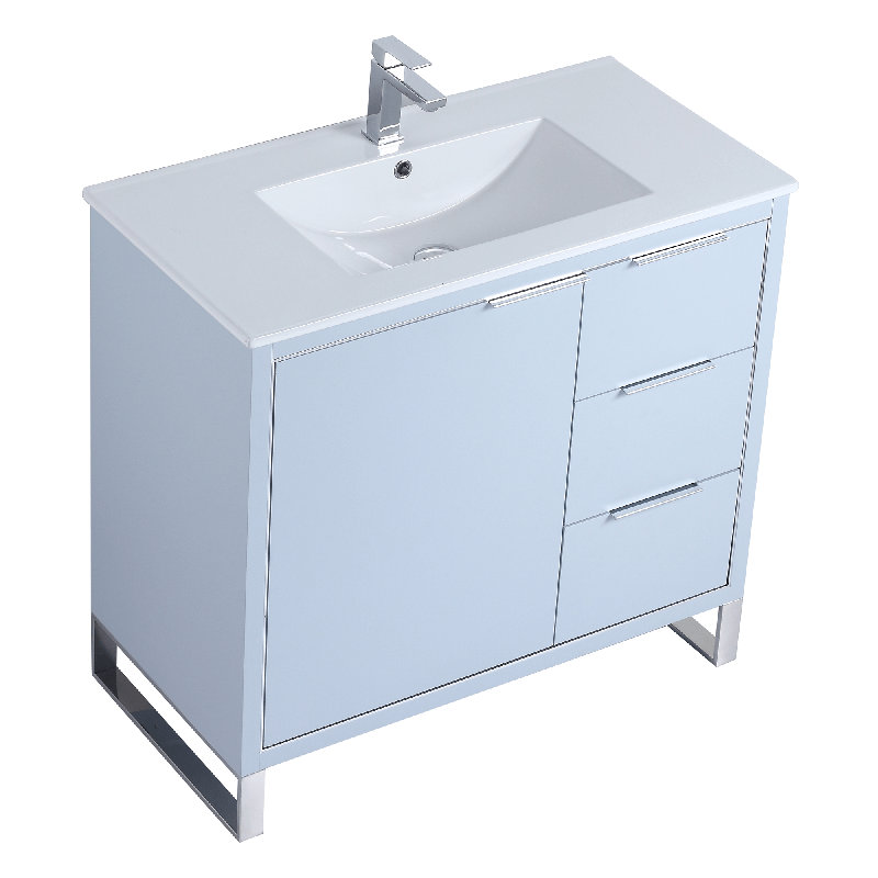 36" Single Bathroom Vanity Set, Chrome, Pastel Blue