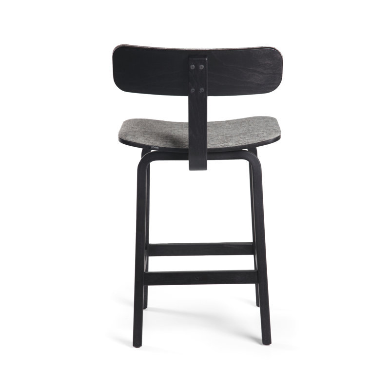 Tee Upholstered Stool with Solid Wood Frame, Dark Gray/Transparent Black Frame